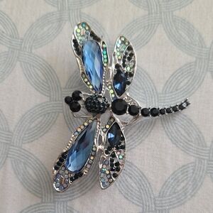 Blue and Silver Dragonfly Brooch
